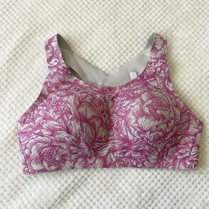 Lululemon Enlite Athletic Sports Bra Floral Bloom White Star Ruby 36D